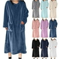 thumbnail image 1 of QIUOMBBP Women's Warm Winter Nightgown Flannel Soft Sleep Dress Cozy Plush Robes Loose Loungewear with Pockets Watermelon Red L, 1 of 9