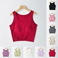 thumbnail image 1 of QIUOMBBP Womens Athletic Crop Tank Tops with Built in Bra Summer Yoga Sport Running T-Shirts Sleeveless Solid Camisole Tops Black L, 1 of 6