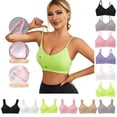 thumbnail image 1 of QIUOMBBP Womens Casual Bralette Wide Strap V Neck Solid Color Wirefree Bras Padded Comfy Stretch Loungewear Bra Black M, 1 of 3