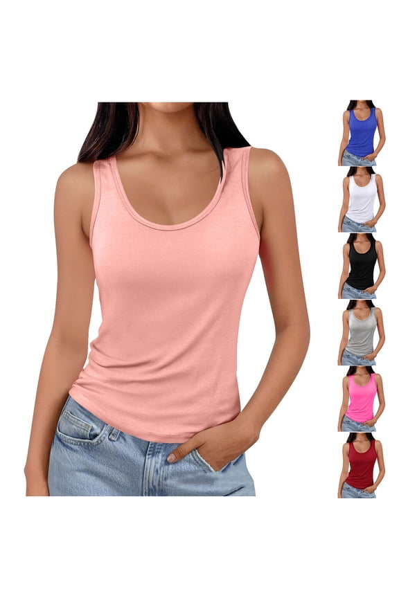Womens Loose Tank Top Sleeveless V Neck Solid Basic Undershirt Summer Casual Loungewear Outfits Pink XXXXXL