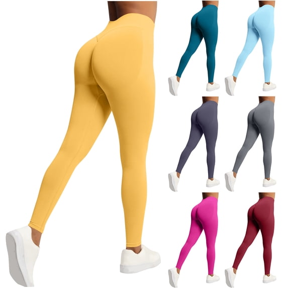 QIUOMBBP Womens No Front Seam Leggings Scrunch Butt Lifting High Waist Legging Stretchy Comfy Running Sport Yoga Pants Wine S