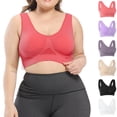 thumbnail image 1 of QIUOMBBP Womens Plus Size Bras High Impact Sport Yoga Running Breathable Bralette Full Coverage Wireless Pull On Bra White XXXXL, 1 of 5