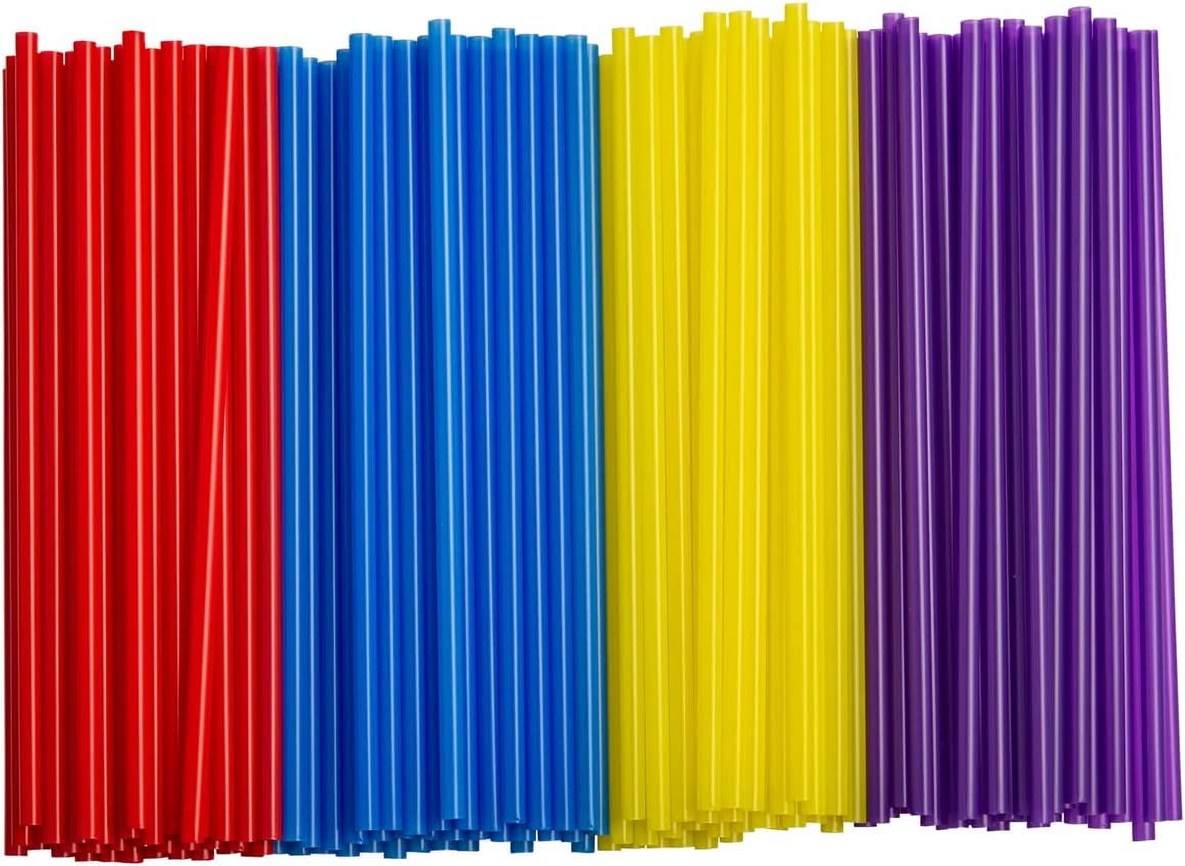 Assorted Color 8mm Flexible Disposable Plastic Drinking Straws, 500 Pack