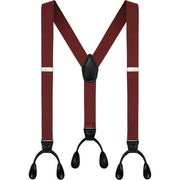 QIUTIAN Moulen Men's Y-Back 1.4 Inches Wide Button End Elastic Adjustable Suspenders