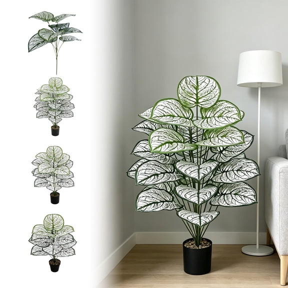 QIUXUJ-18-Head Greenery Pick, 1PC Artificial Stem with Lush Leaves, Foliage for DIY Crafts, Wedding Bouquets, and Living Room Vase Decoration (Green-C)