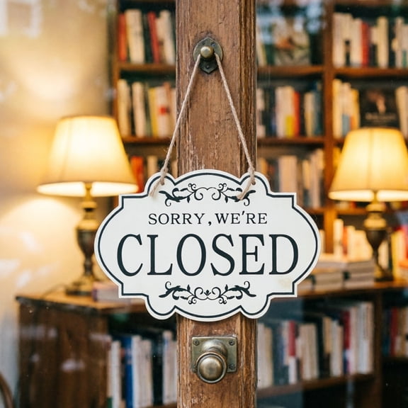 QIUXUJ-1pc Rustic Wooden Open Sign, Business Door Sign, Hanging Wood Open/Closed Plaque for Shop Cafe Restaurant (White)