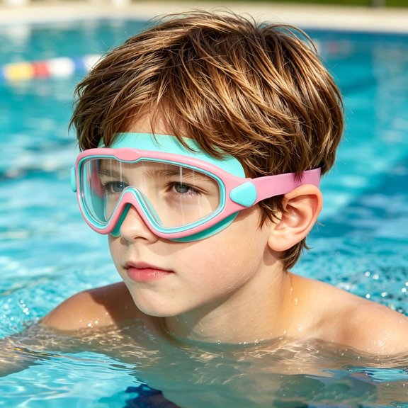 QIUXUJ-2026 New Large Frame Waterproof and Anti-Fog Swimming Goggles, Swim Goggles For Boys and Girls (A)