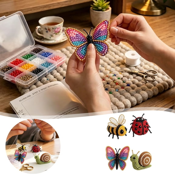 QIUXUJ - 6cm Tiny 3D Beaded Animal DIY Kit, 2026 New Petite Bead Craft Set with Colorful Beads & Instructions, Handmade Embroidery Kit for Adult Beginners Hobbyists (Red)