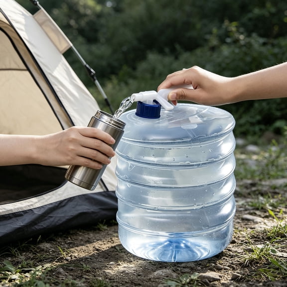 QIUXUJ - Collapsible Water Container with Spigot, Portable Camping Water Jug, Foldable Water Storage Carrier with Handle for Travel, RV, Car Camping, Picnic and Emergency Use (3L)