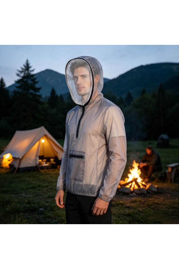 - Hood Breathable Mesh Mosquito Proof Jacket, Full Coverage Hooded Bug Repellent Shirt, Outdoor Camping Fishing Hiking Insect Protection Essential Apparel (XXL)