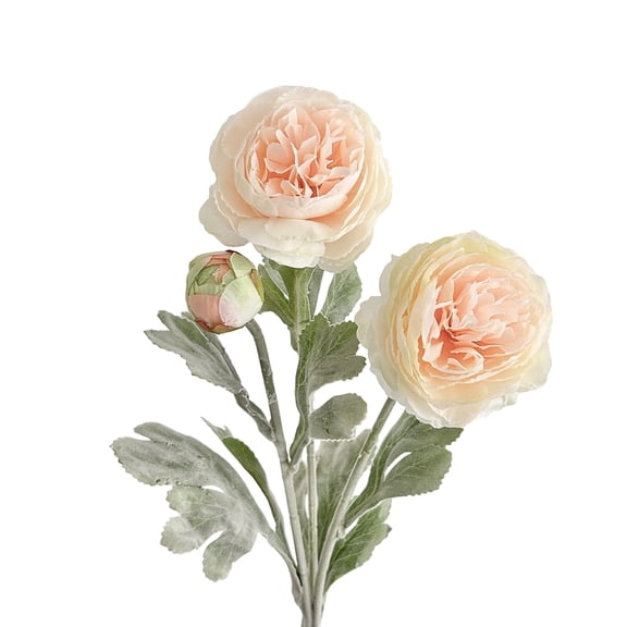 QIUXUJ - Total 50cm Length Artificial Ranunculus Flower Stem, 8cm Large Bloom Real Touch Silk Floral Arrangement for Home Vase Decor, Wedding Centerpiece Decoration (M)