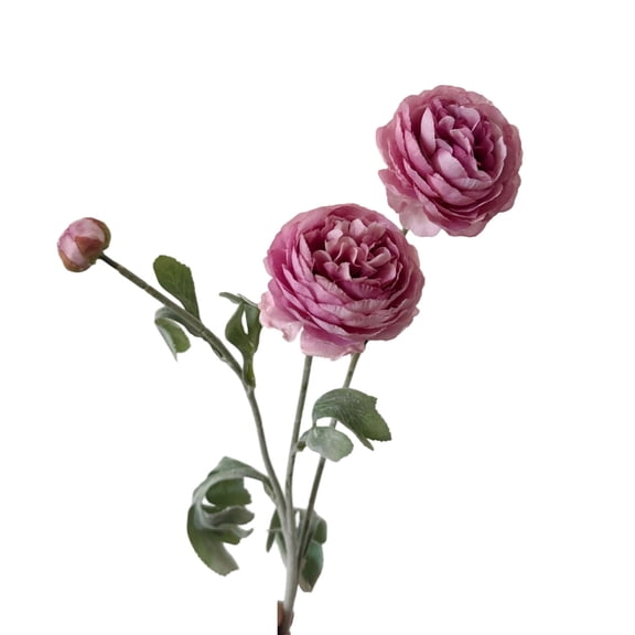 QIUXUJ - Total 50cm Length Artificial Ranunculus Flower Stem, 8cm Large Bloom Real Touch Silk Floral Arrangement for Home Vase Decor, Wedding Centerpiece Decoration (D)