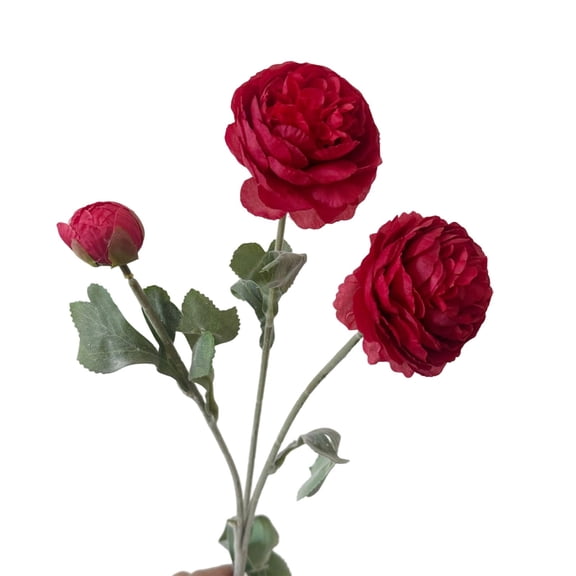 QIUXUJ - Total 50cm Length Artificial Ranunculus Flower Stem, 8cm Large Bloom Real Touch Silk Floral Arrangement for Home Vase Decor, Wedding Centerpiece Decoration (G)