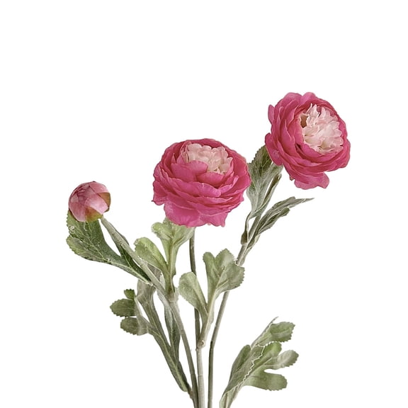 QIUXUJ - Total 50cm Length Artificial Ranunculus Flower Stem, 8cm Large Bloom Real Touch Silk Floral Arrangement for Home Vase Decor, Wedding Centerpiece Decoration (L)