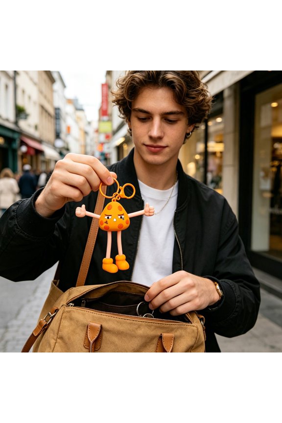 - Vegetable Shaped PVC Keychain, Bendable Limbs 3D Cartoon Bag Charm With Spring Clasp, Daily Backpack Luggage Decor Accessory (A)