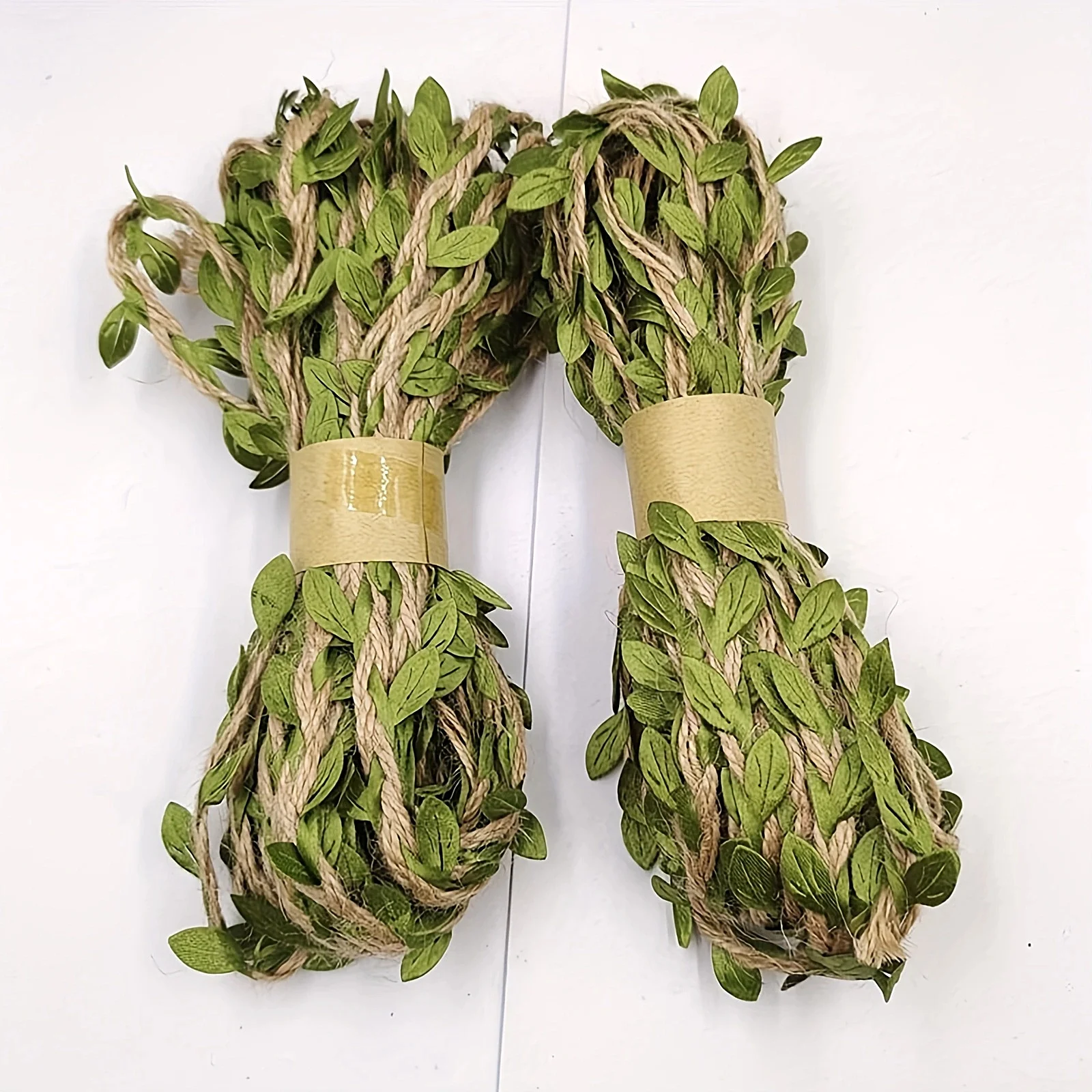 QIUYI 10m/20m/30m Simulation Green Leaves Weaving Hemp Rope Wedding ...