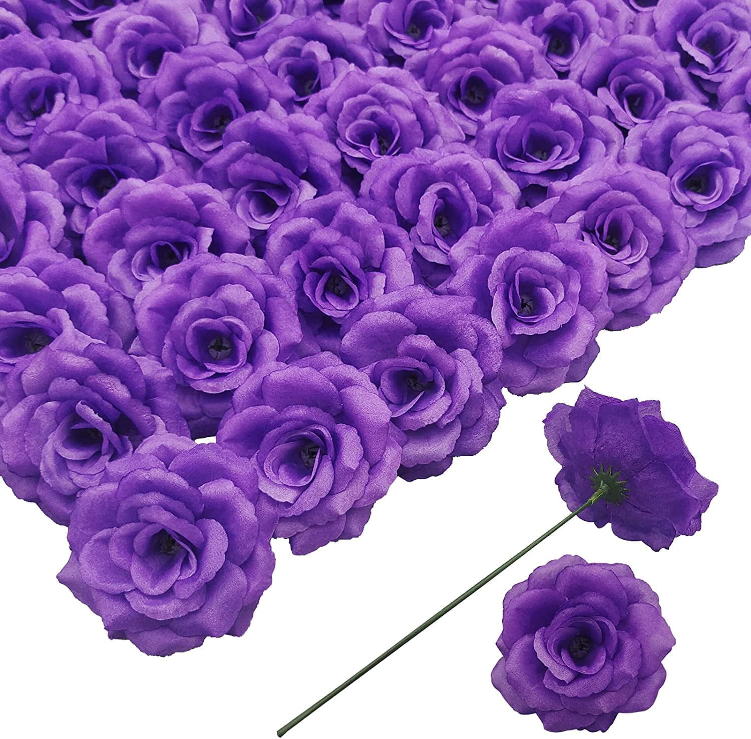 QIUYI 50 Pack Black Roses Artificial Flowers Bulk,Fake Rose 3 Inches ...