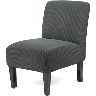 QIUYI Armless Accent Chair Cover, Stretch Jacquard Chair Slipcovers with Elastic Bottom, Removable Solid Color Slipper Chair Covers Furniture Protector for Living Dining Room,Blue