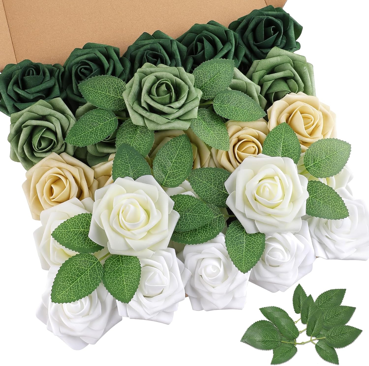 Variety Fake Roses QIUYI Artificial Flower Dark Red Rose 25pcs Real Looking Fake Roses w ...