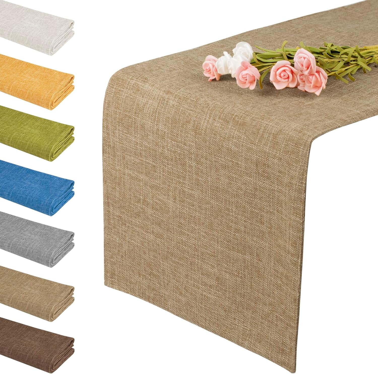 Qiuyi boho farmhouse table runner 12 x 83 inch faux linen table runner