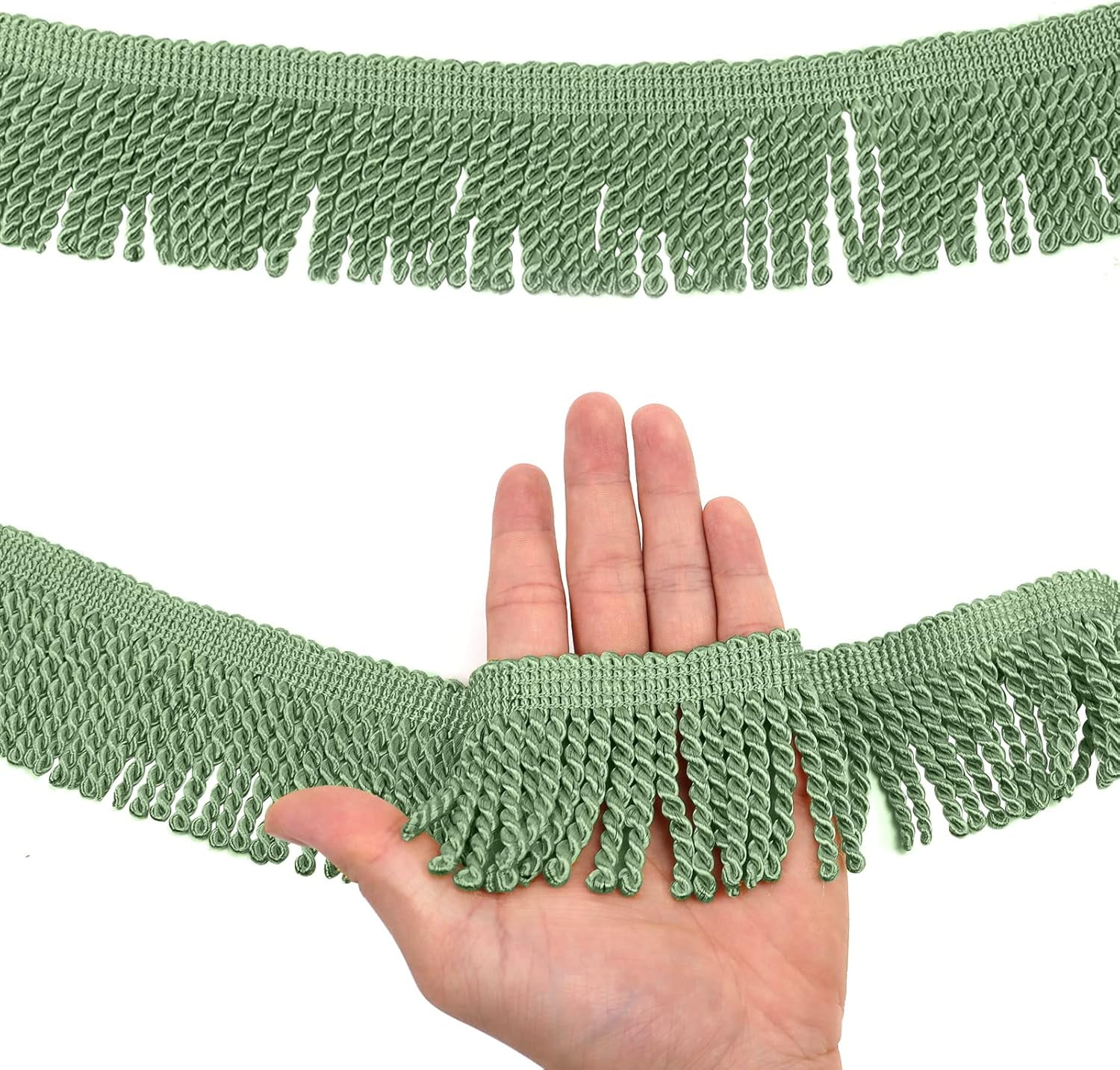 QIUYI Curtain Fringes Bullion Fringe Trim 2.5 inches x 14 Yards Tassel Fabric Trims Lace Cotton Polyester Fibre for Crafts Macrame Curtains Lamp Shade Couch Sofa Home Decor Wedding Decorations
