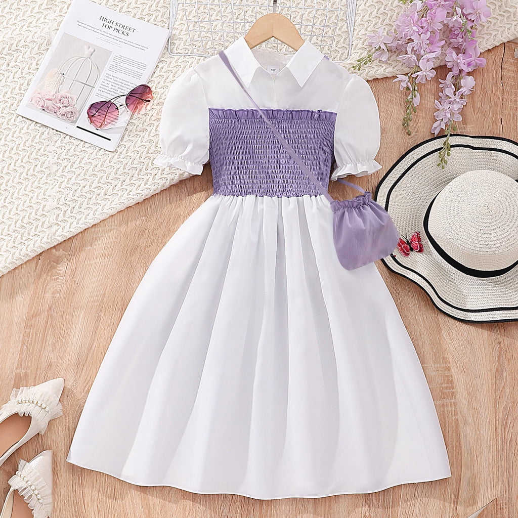 Amazon.com: Arshiner Girls Dress Short Sleeve Solid Summer A