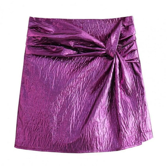 QIUYI Elegant Women Shorts Skirt Mini Skort High Waist Knot Pleated Solid Color Woman Shorts Skirt Streetwear
