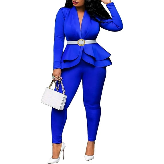 QIUYI Formal Pantsuits for Women Evening Party Wedding Guest 2 Piece Outfits Sets Work Office Casual Dressy Pant Suits