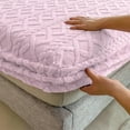 QIUYI Jacquard Fuzzy Bed Sheets, Solid Flannel Elastic Fitted Sheet, 11