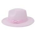 thumbnail image 1 of QIUYI Lavender bonded fedora Wide brimmed Panama hat Feel Jazz hat Church hat English women's fedora for men, 1 of 6