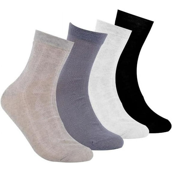 QIUYI Men's breathable ultra-thin organic linen socks, set of 5
