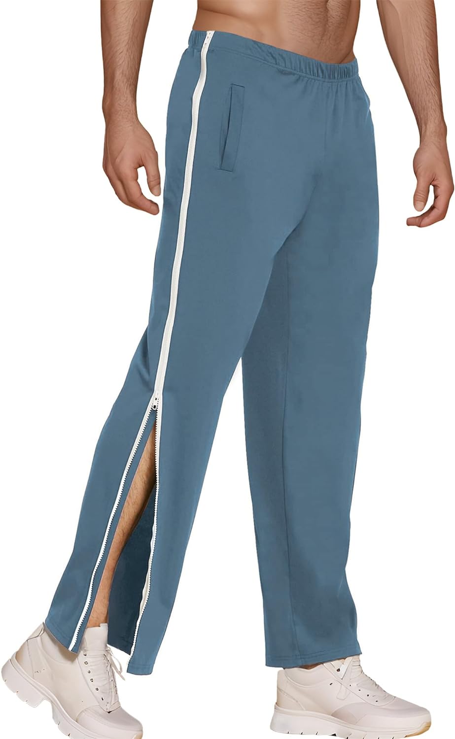 QIUYI Mens Tear Away Pants 2 Side Zippers Snap Off Full Open