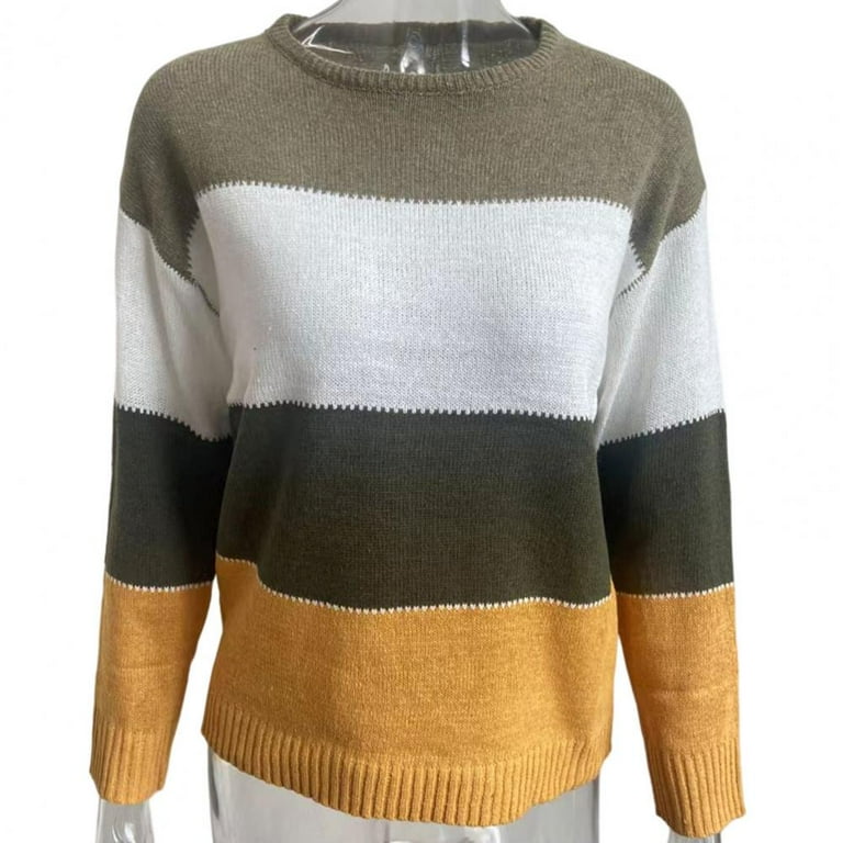 Striped O-neck Long Sleeve Loose Sweater Striped O-neck Long Sleeve Loose Sweater