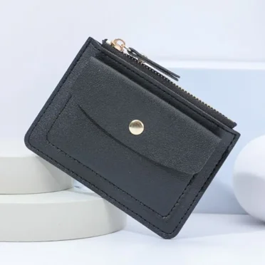 QIUYI PU Leather Small Wallet Purse Women Simple Solid Color Multi-Cards Holder Coin Purse Fashion Zipper Wallet Credit Card Bags