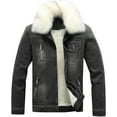 thumbnail image 1 of QIUYI Sherpa Lined Jean Jacket for Men with Faux Fur Collar Slim Fit Vintage Distressed Trucker Jacket Windbreakers Plus Size, 1 of 7