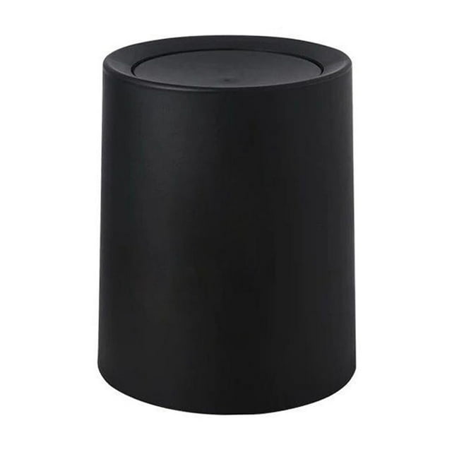 QIUYI Small Trash Can with Swing Lid Round Garbage Can for Kitchen, Bedroom, Home Office, Craft Room, Dorm Room, Powder Room, Bathroom Trash Bin (Black (2.1 Gal))