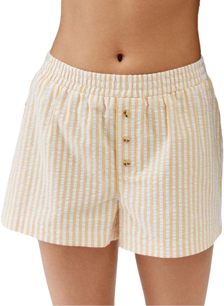 Short Boxer Femme Y2K à Carreaux – Taille Élastique, Jambe Large – Micro Short Décontracté