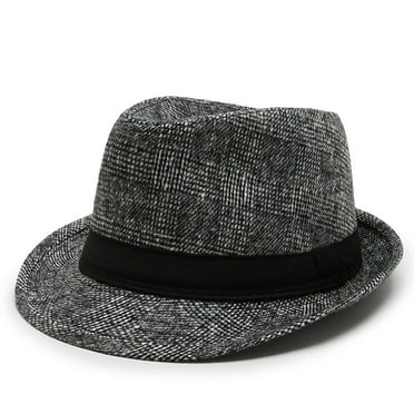 QIUYI hat Fedora Retro hat Felt Lebar Pita Band Pria hat Jazz Pria Elegan Inggris hat Bowler Wol Luar Ruangan