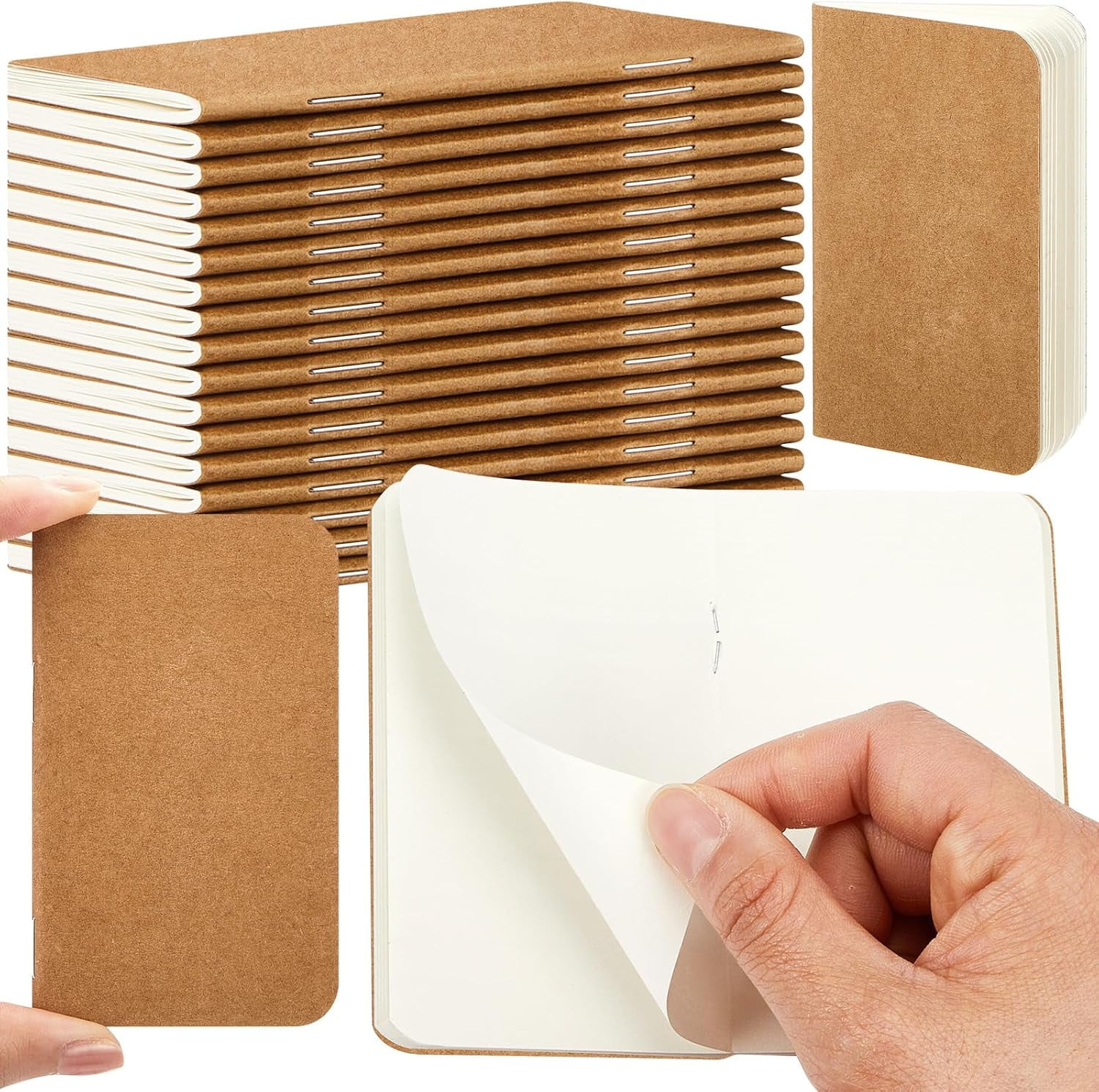 QIUYIDP 15 Pcs Mini Pocket Notebook 2.5" x 4" Small Journal Kraft Paper ...