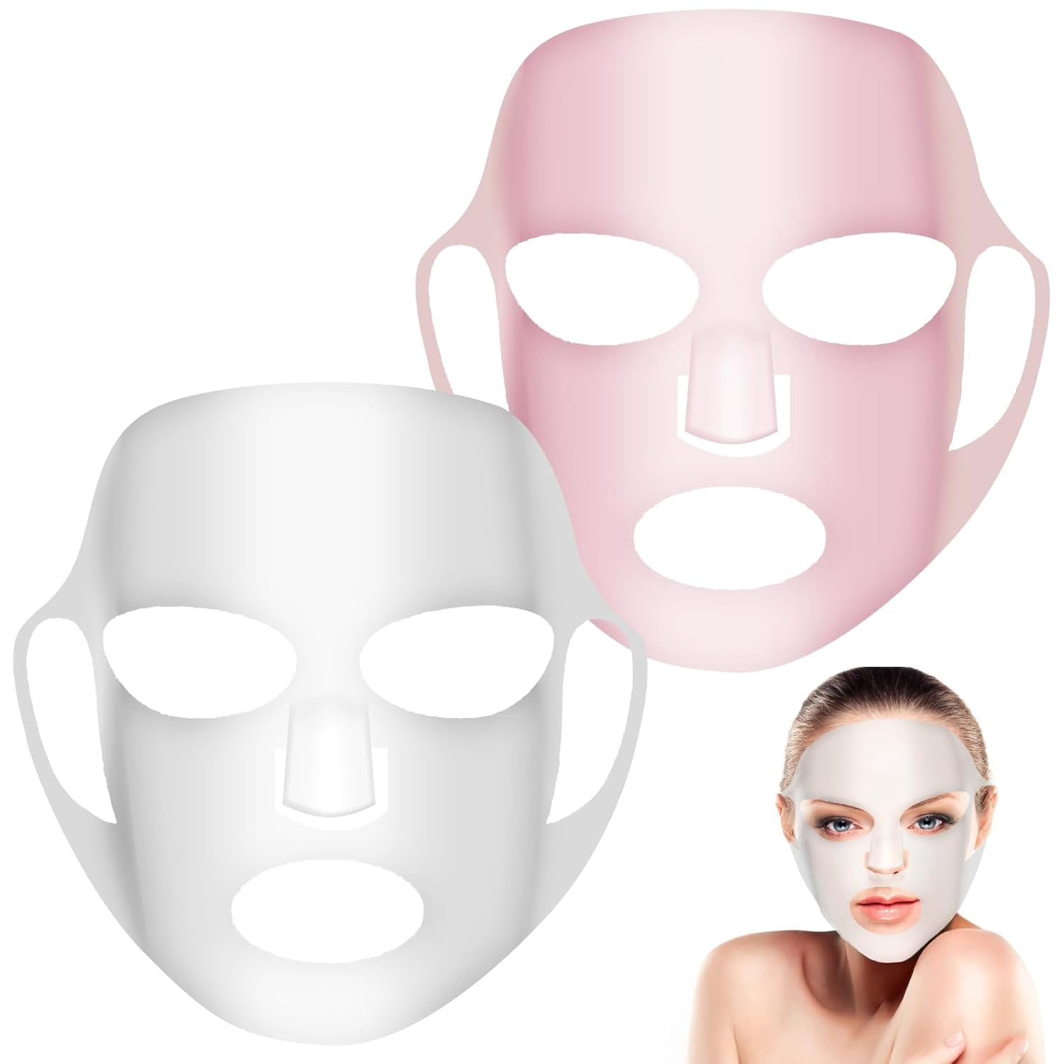 QIUYIDP 2 Sheets Silicone Face Mask Cover, Reusable Anti-Wrinkle Face ...