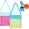thumbnail image 1 of QIUYIDP Beach Mesh Bags, 2 Pack Sand Away Seashell Tote Bags with Adjustable Carrying Straps for Kid's Shell Collection, 1 of 5