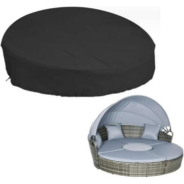 QIUYIDP Outdoor Daybed Cover,DxH 89x32in Waterproof Patio Sofa Covers,All Weather Protection Round Canopy Day Bed Cover,Patio Furniture Accessories Cover for Garden Sofa (Only Cover) (Black)