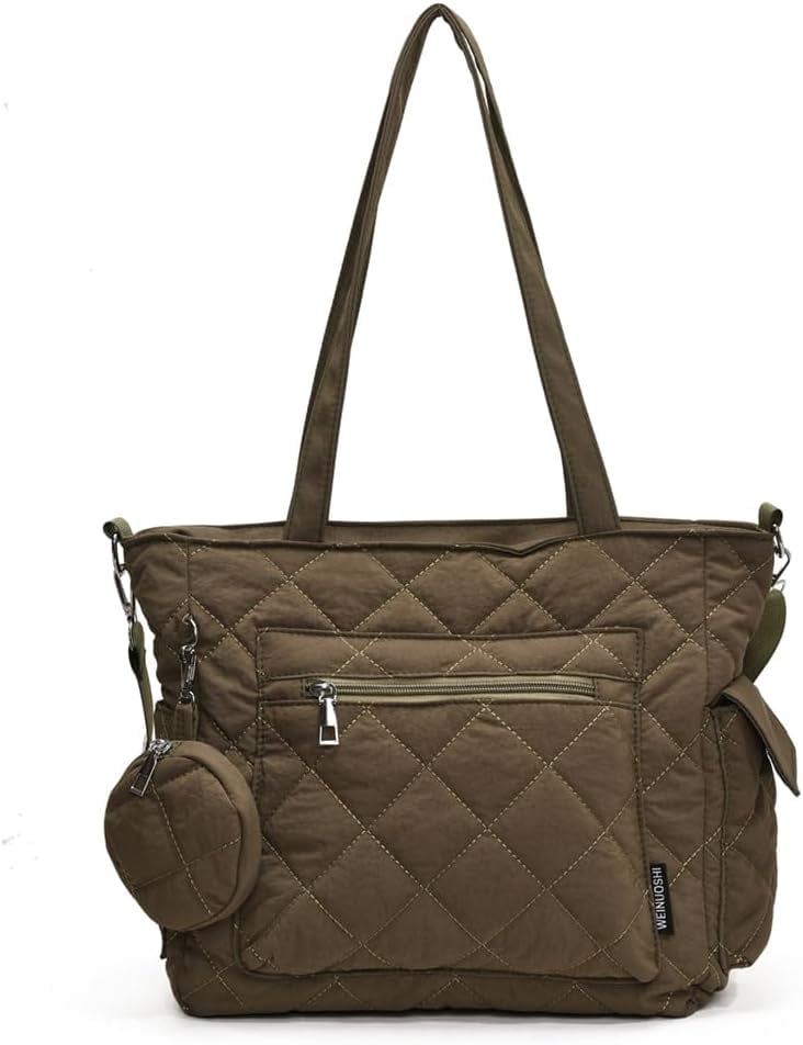UKAYCCI Women's Large Quilted Tote Bag - Lightweight Puffy Gym Bag With Cosmetic Pouch - View #5