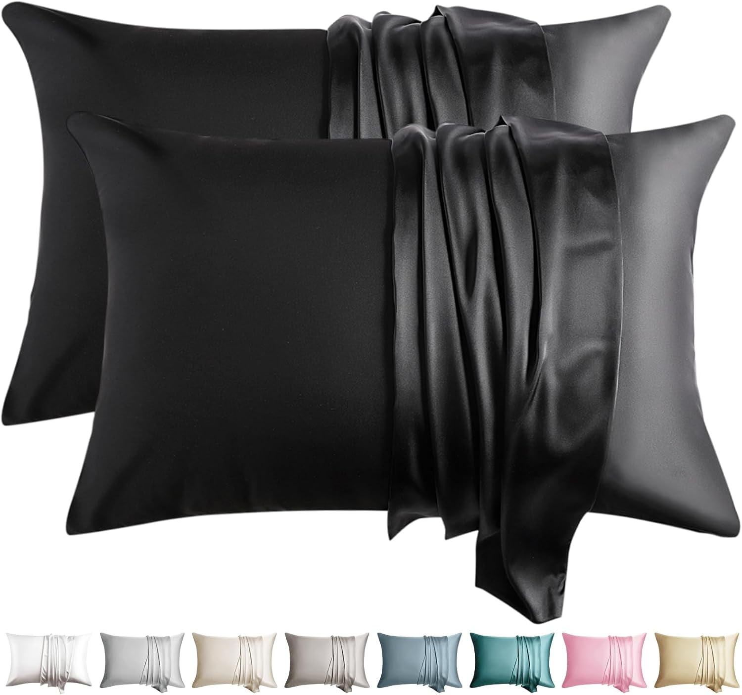 QIUYIDP Silk Pillow Cases 2 Pack Queen Size Mulberry Silk Pillowcase for Hair and Skin Set of 2 Highest Grade 6A Silk Soft Breathable Cooling with Hidden Zipper, White