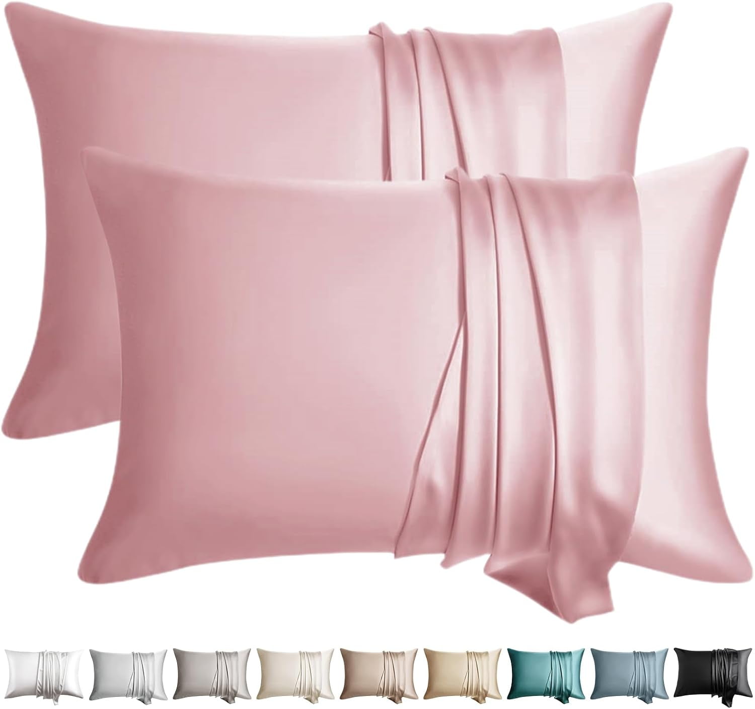QIUYIDP Silk Pillow Cases 2 Pack Queen Size Mulberry Silk Pillowcase for Hair and Skin Set of 2 Highest Grade 6A Silk Soft Breathable Cooling with Hidden Zipper, White
