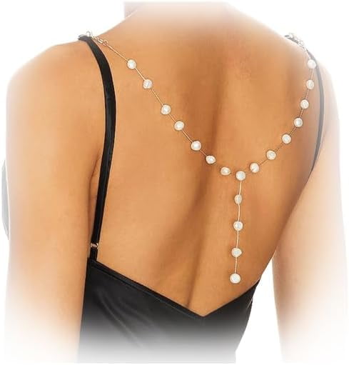 Backless Dress Accessory Pearl Backdrop Necklace For Backless Dresses - Y-Shaped Layered Chain Body Jewelry, Bridal Wedding Accessory Bridal Body Jewelry Backless Dress Accessory Pearl Backdrop Necklace For Backless Dresses - Y-Shaped Layered Chain Body Jewelry, Bridal Wedding Accessory Bridal Body Jewelry