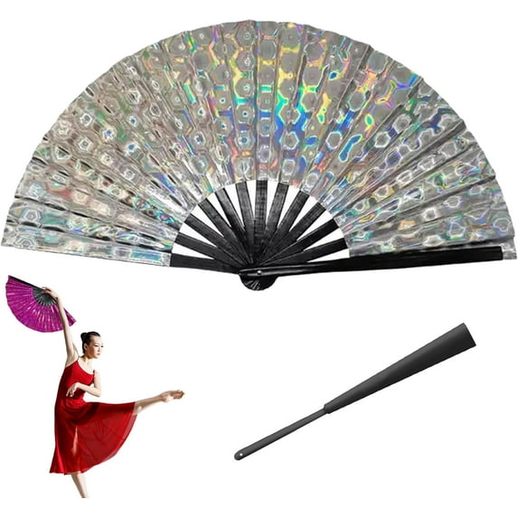 QIUYIFP Boots On The Ground Hand Fan, Line Dance Popping Fan, Line Dancing Fans That Make Sounds, Hand Fan Foldable Line Dance, Large Handheld Fans for Line Dancing (Green)