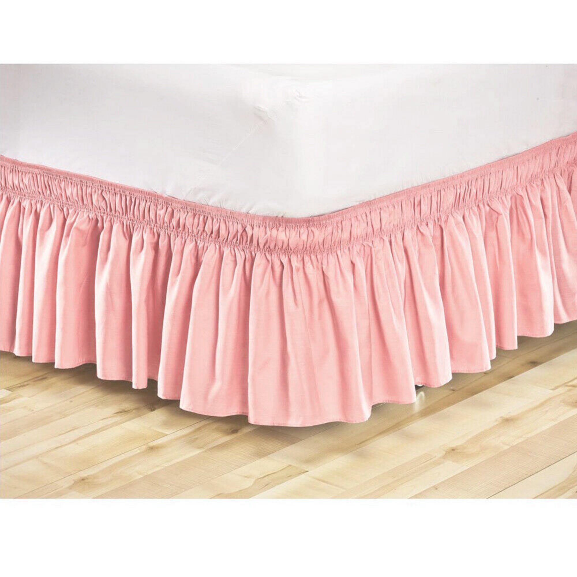 QIYAA Bed Skirt Wrap Around Elastic Dust Ruffles Solid Color Wrinkle and  Fade Resistant with Adjustable Elastic Belt Easy to Install for 15 Drop  Twin Queen King 