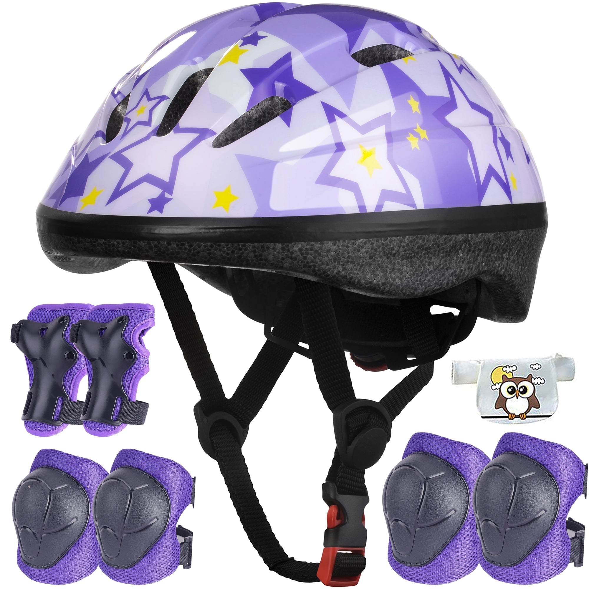 QIYAA Kids Bicycle Helmet Protective Gear Set Children Boys Mtb Bike Helmet Girl Cycling Knee Elbow Wrist Pads for 4~110 Years