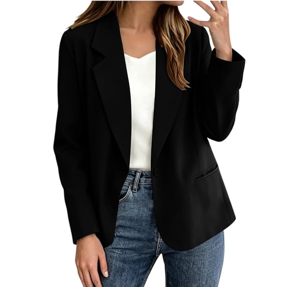 QIYAGBSA Blazer for Women, Long Sleeve Lapel Collar with Pockets for Office and Casual